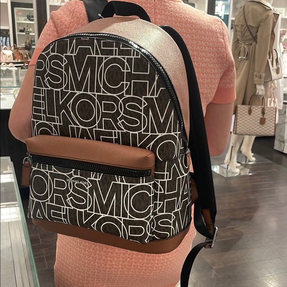 Michael Kors Cooper Large Signature PVC Graphic Logo Backpack Book bag - Picture 1 of 7